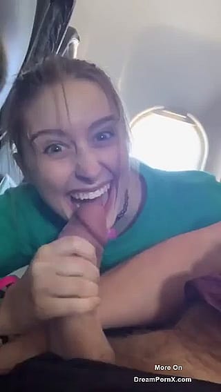 Sneaky blowjob in a plane'