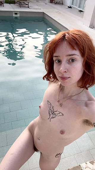 Redhead with Hairy Armpits and Small Tits'