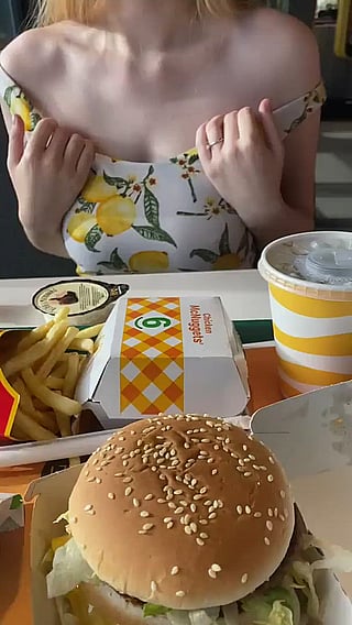 Big Tits Flashing in Public: 'Happy Meal for Adults'!'