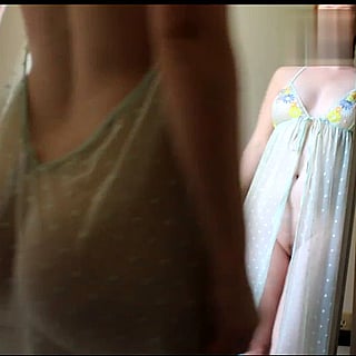 MILF in Lingerie Shows Off Her Cute Butt in a See-Through Robe'
