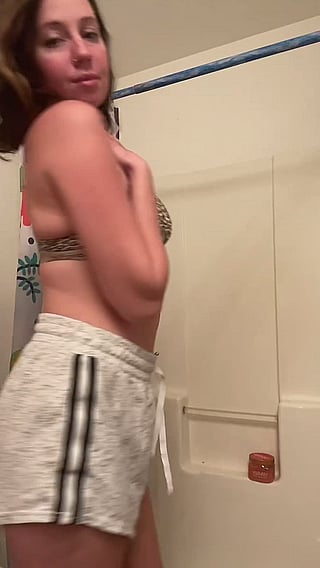 I was just stretching in my tiny shorts when my stepdad walked in'