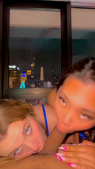Asian Porn: White Girl Gets Double Blowjob from Asian Chick'