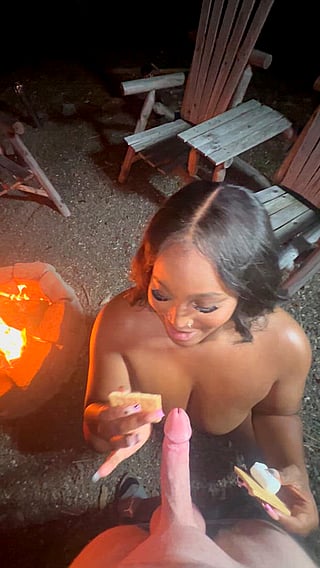 Fuck Me Next to the Campfire: Big Tits, Blowjob, and Interracial Fun'