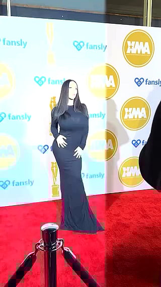 Angela White's Busty Dress at the XMA Awards'