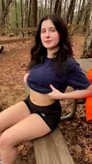 Forest Fuckdoll: 18-Year-Old Brunette with Erect Nipples'