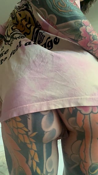 Showing off my ass tattoos'