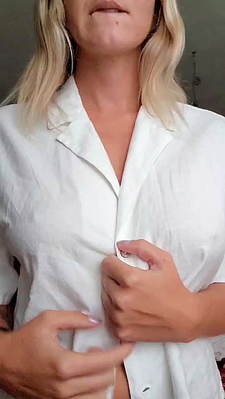 Blonde Babe Loves Her Boobies'