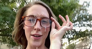 Cumslut's First Ever Cumwalk: A Public Cumshower'