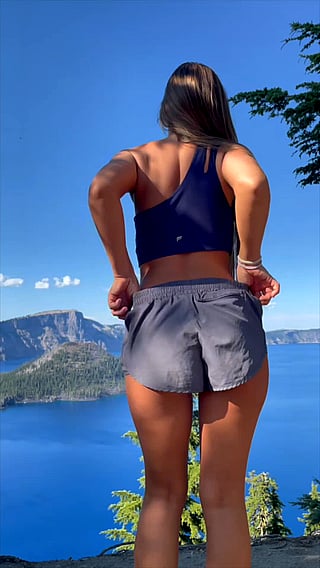 Babe in Blue Tank Top Strips Off for Vacation Fun'