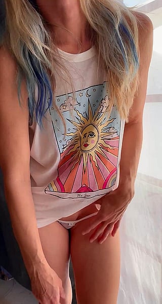 Blonde Babe Flashes Panties in Happy Friday Vibe'
