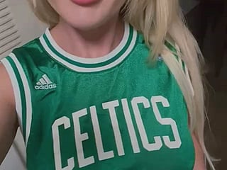 Rate My Tits Daddy: A Sizzling Hot Teen in a Green Celtics Jersey'