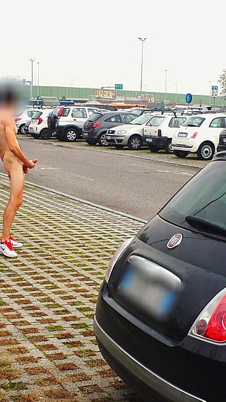 Naked Dude Jizzing in Parking Lot'