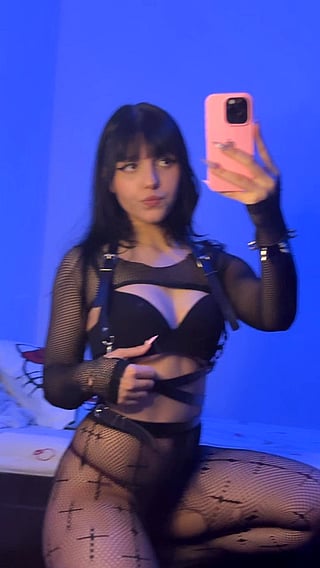 Goth Slut Showing Off Her Boobs and Pussy'