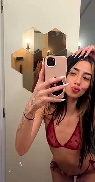 Baby Looking for a Daddy: Latina Teen Takes Selfie in Red Bikini'