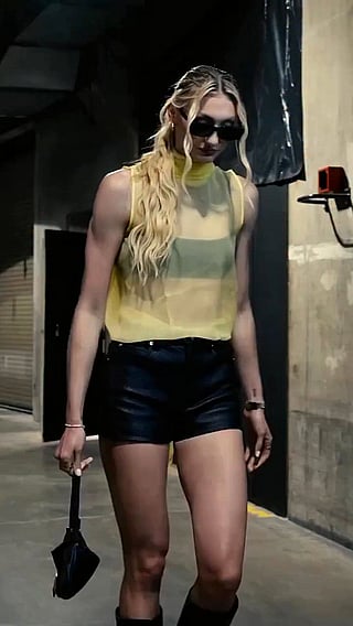 Blonde Basketball Player Cameron Brink Shows Off Her Legs'