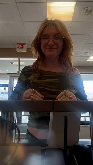 Boobies at Your Service: Cute Redhead Teasing in Public'