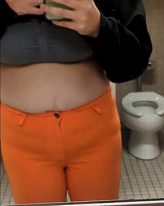Dirty Teacher in the Bathroom: Naughty Tits and Piercing'