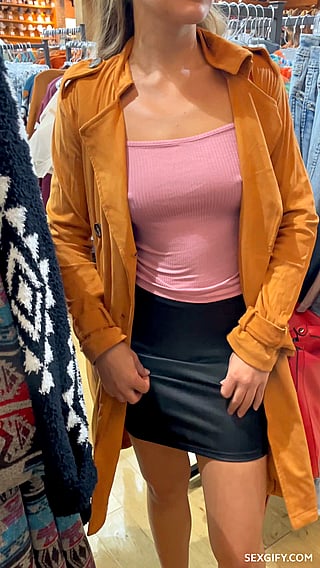 Bouncing Tits Flashing in Public: A Caught Moment