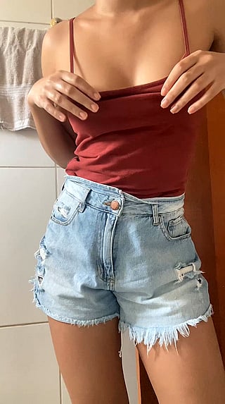 22y old girl with a tiny boob showing off her ass'
