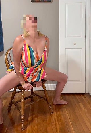 Blonde MILF Masturbating with Huge Dildo'