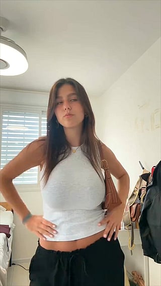 Busty Babe in White Tank Top'
