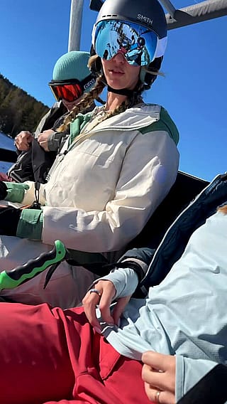 Comparing frozen nipples on a ski lift ⛷️'