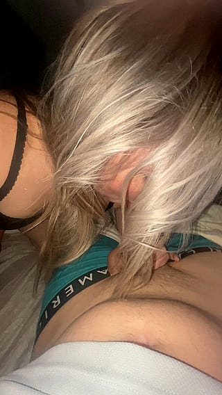 Blonde girlfriend sucking sloppy'